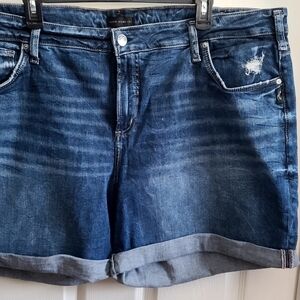 Silver Distressed Denim Women's Shorts